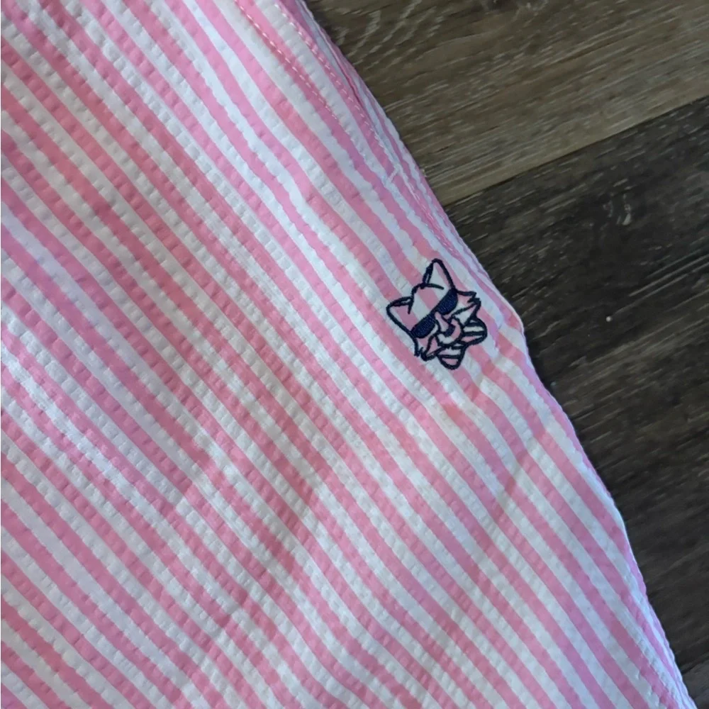 Mens Partypants Pink Seersucker Drawstring swim Shorts/ Bathing suit Sz XXL NWT